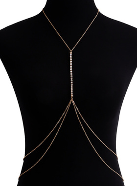 欧美简约街拍爪链水钻比基尼胸链腰链 夜店挂脖性感身体链女