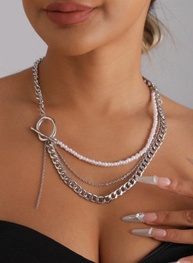 欧美跨境饰品时尚仿珍珠串珠叠戴