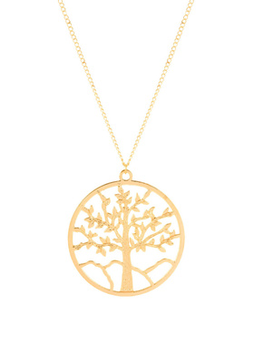 女士新款简约毛衣链圆形精美小树