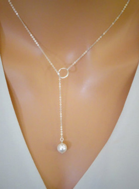 春季松石欧美女士珍珠圈合金电镀