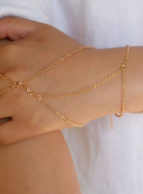 欧美新品 时尚 流行手链hand chains 连指交叉手链跨境百搭高级感