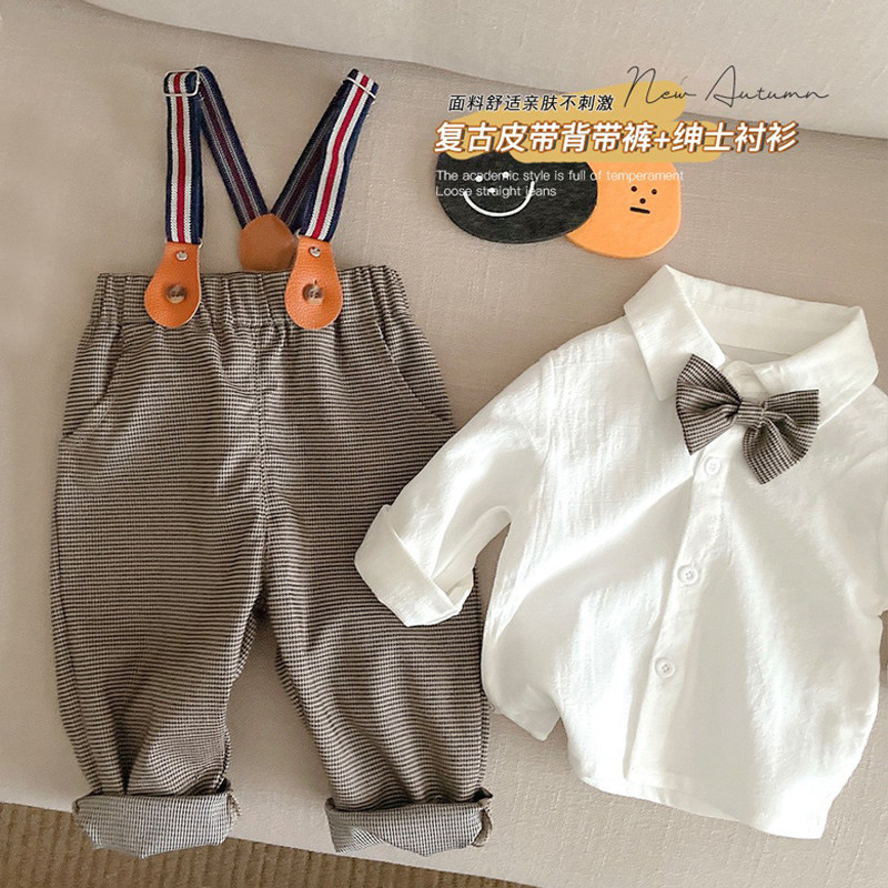 小男童西装春秋宝宝周岁生日宴会礼服抓周婴幼儿纯棉儿童绅士套装