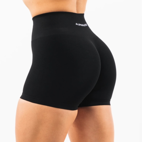 现货 新色高腰ALPHALETE 女AMPLIFY SHORT运动健身高腰褶皱显臀短