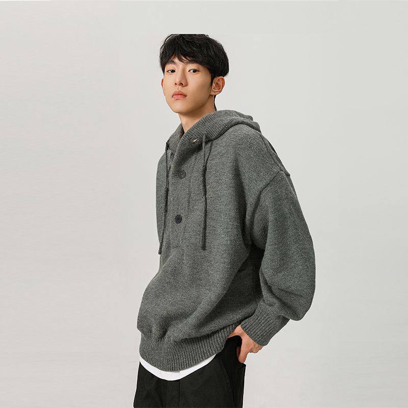 美式复古潮牌灰色连帽毛衣慵懒风宽松休闲外套男女秋冬套头针织衫,男装,大码上装,淘宝优惠券,粉丝福利购,淘宝优惠卷