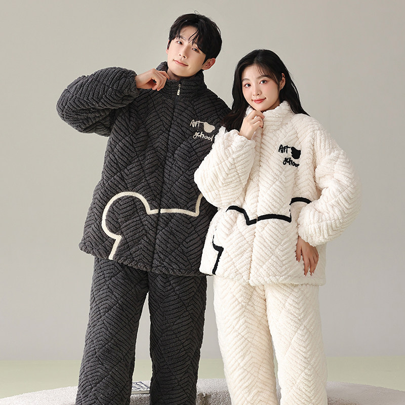 Kiai 可外穿冬季情侣睡衣女夹棉三层加绒加厚保暖可外穿珊瑚绒男,女士内衣/男士内衣/家居服,睡衣上装,淘宝优惠券,粉丝福利购,淘宝优惠卷