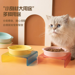 韩国bd同款平底锅陶瓷双耳碗防打翻不黑下巴猫狗食盆宠物用品