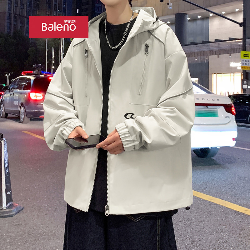 班尼路外套男春秋季2026潮牌连帽夹克宽松帅气青少年春装褂子上衣,男装,夹克,淘宝优惠券,粉丝福利购,淘宝优惠卷