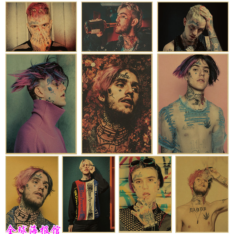 lil peep 利尔·皮普 欧美嘻哈说唱牛皮纸海报酒吧宿舍装饰画trap
