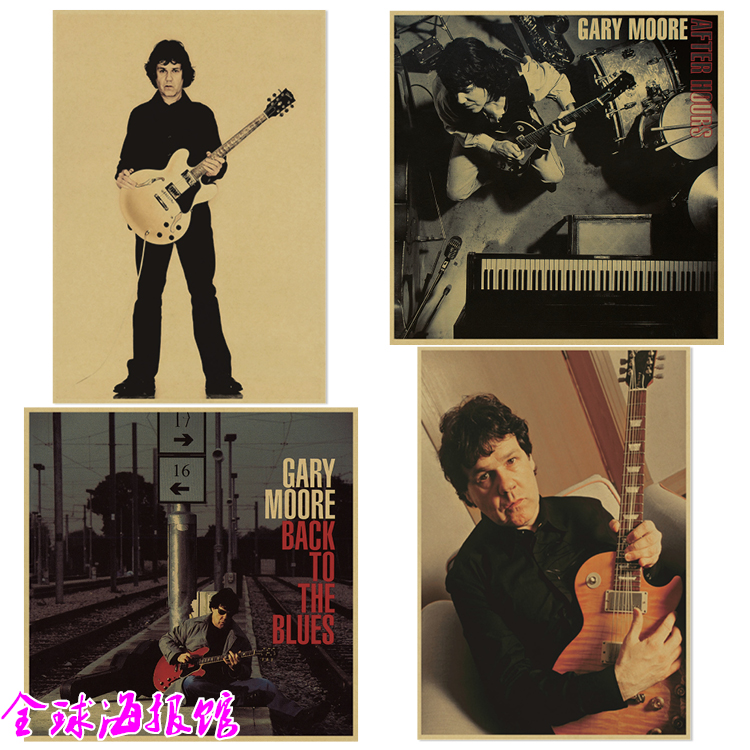 Gary Moore 吉他大师 复古牛皮纸海报酒吧琴行装饰画挂画照片墙图片