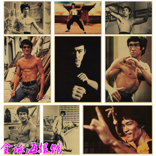 李小龙BruceLee复古牛皮纸海报