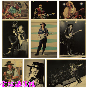 复古牛皮纸海报装 Stevie 布鲁斯木吉他手大师 Vaughan 饰画 Ray