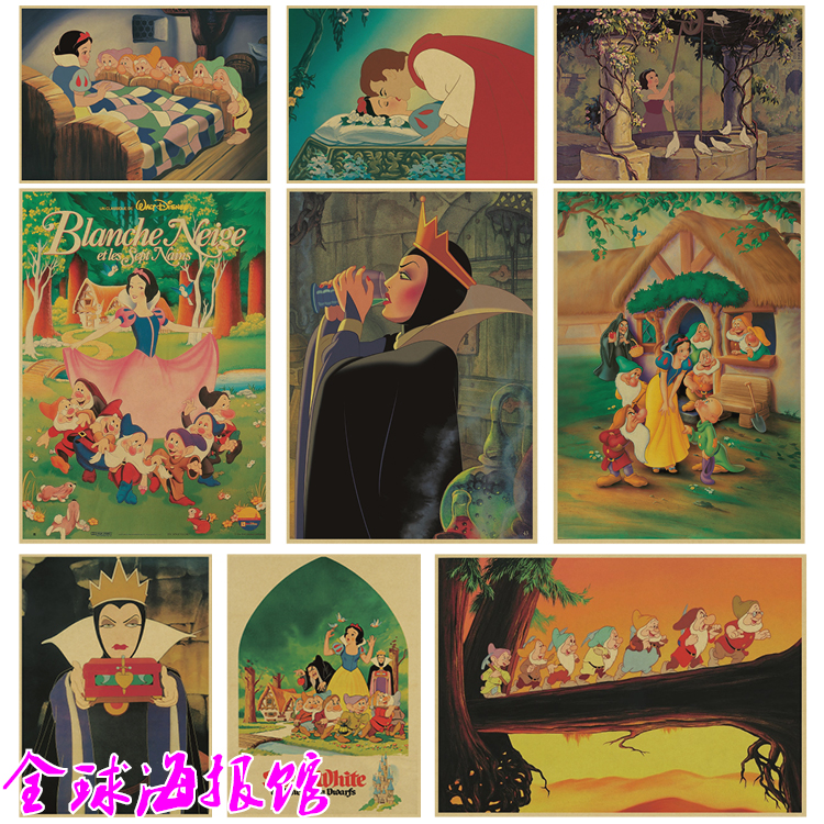 snow white白雪公主迪斯尼动画电影海报幼儿园儿童房装饰画挂画贴