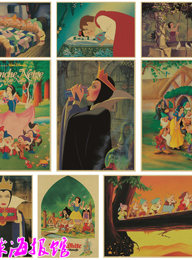 Snow White白雪公主迪斯尼动画电影海报幼儿园儿童房装饰画挂画贴