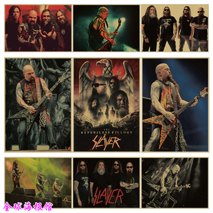 Slayer 速度金属乐队 杀手摇滚音乐牛皮纸海报酒吧琴行吉他装饰画