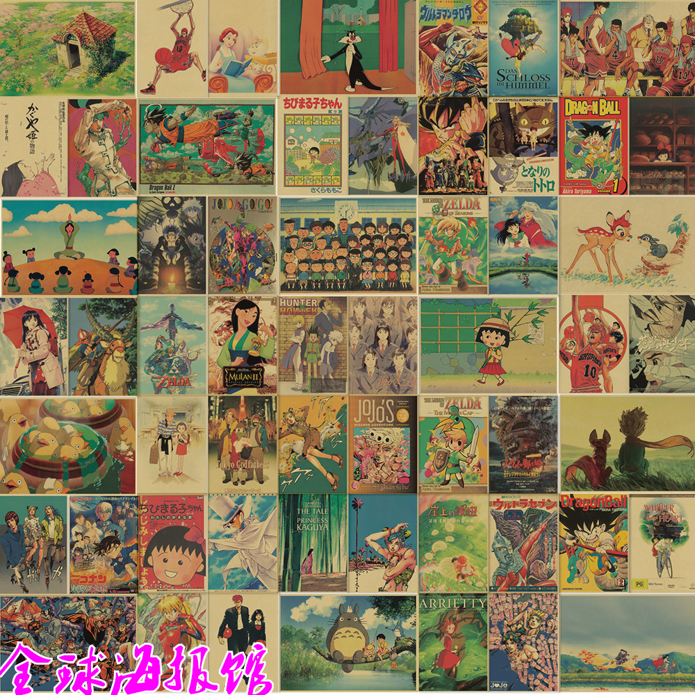 日本动漫电影复古宿舍牛皮纸海报