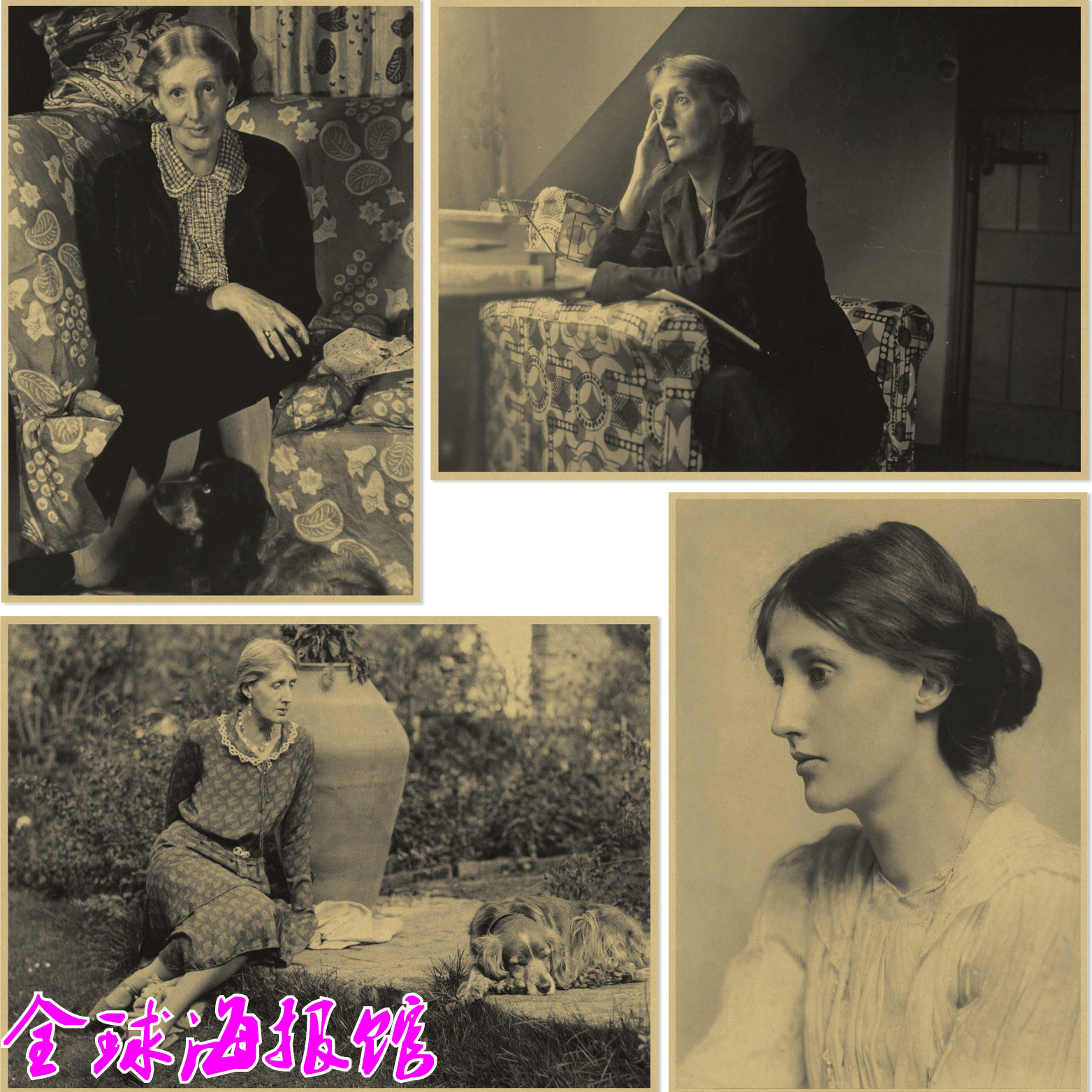 伍尔夫Virginia Woolf英国作家复古怀旧牛皮纸海报装饰画学校贴画,家居饰品,现代装饰画,淘宝优惠券,粉丝福利购,淘宝优惠卷