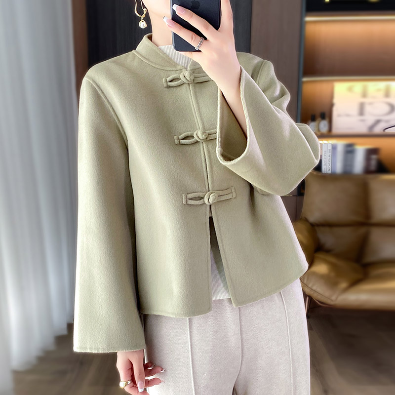 双面羊绒短款立领外套