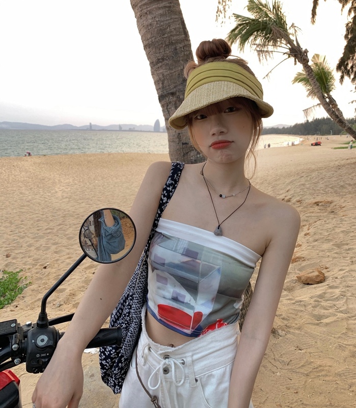 Real auction real price retro graffiti Holiday Show slim vest bra