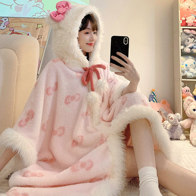 特大码珊瑚绒睡袍女400斤冬季