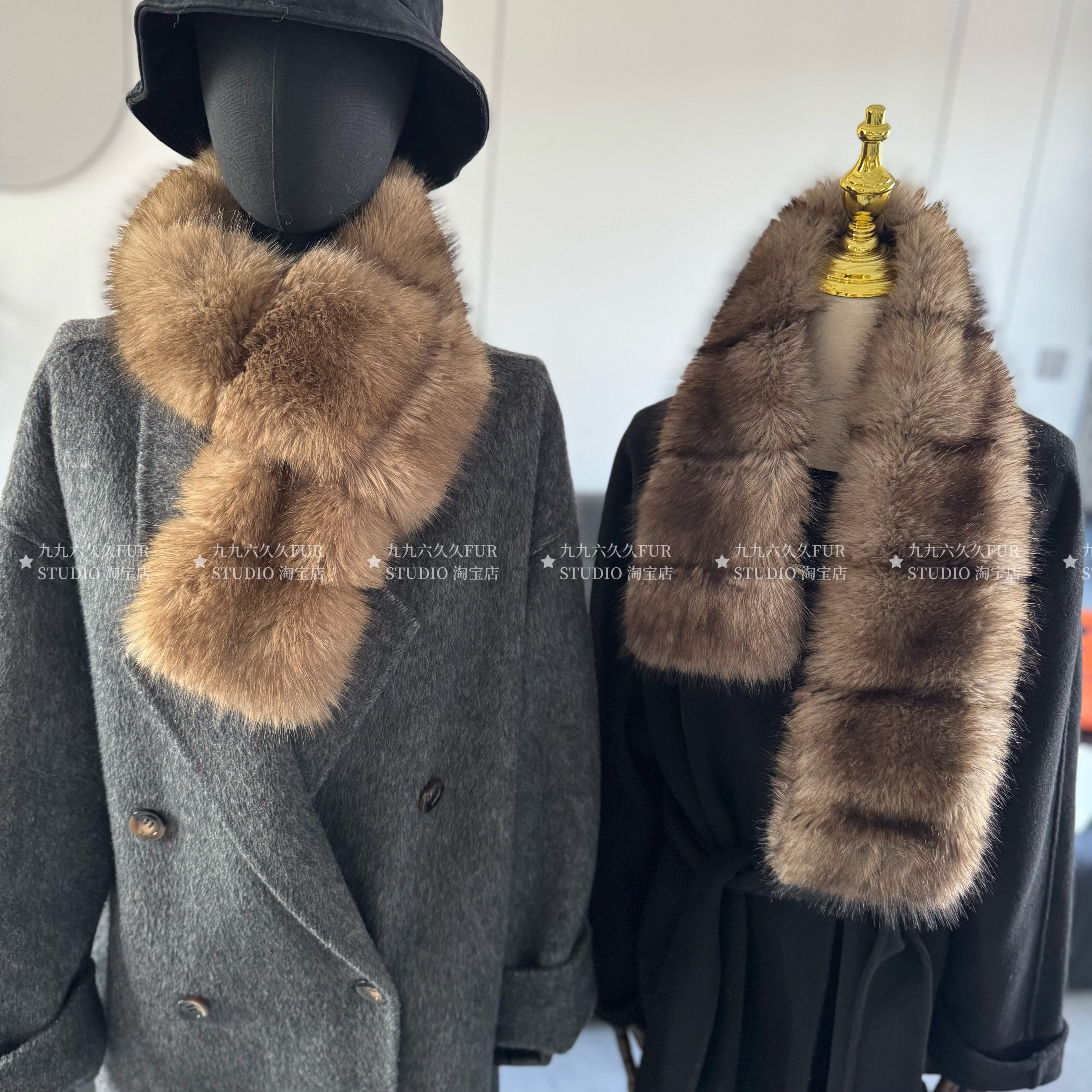 2025新款仿紫貂皮草围脖保暖