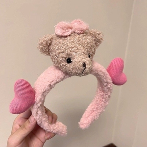 超可爱小熊发箍立体卡通毛绒玩偶头箍少女心高级感洗脸发卡宽边发