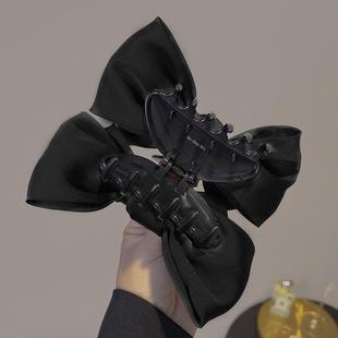 韩国双面黑色大蝴蝶结抓夹女超大号高级感发饰后脑勺盘发鲨鱼夹子