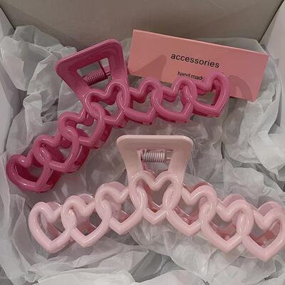 高级感爱心亚克力大号抓夹发夹简约设计后脑勺鲨鱼夹发量多发抓