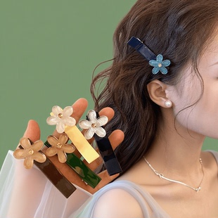 韩国新款气质覆古花朵鸭嘴夹侧边发夹头饰甜美少女发夹浏海夹发饰