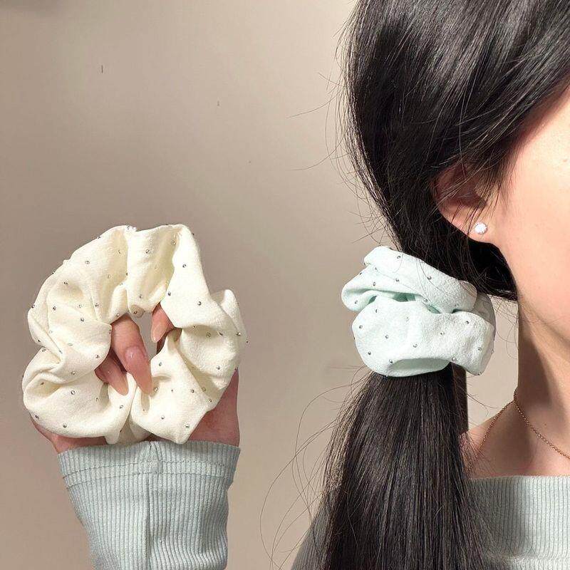 韩系温柔薄荷曼波绿大肠发圈女夏天低马尾超仙头绳满天星头花发饰