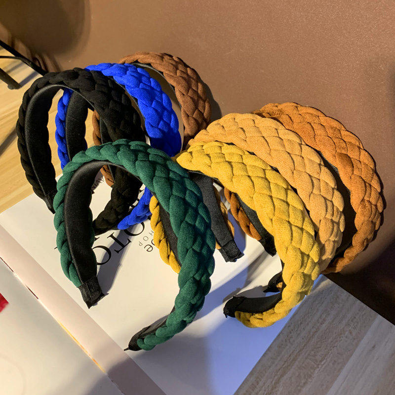 韩版新款纯色麻花辫子发箍宽边压发洗脸头箍气质女士发卡森系头饰