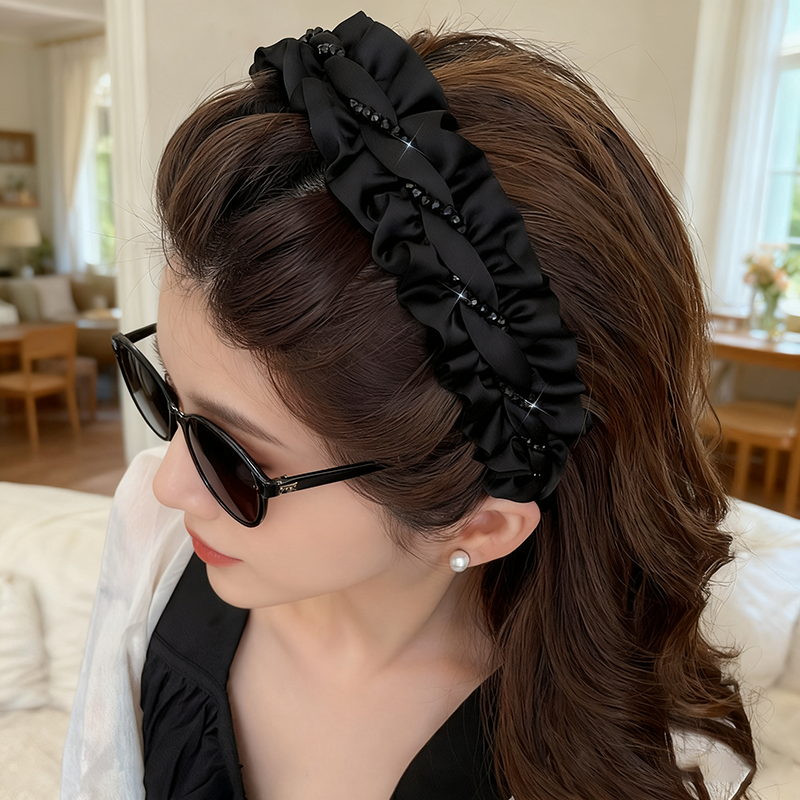 高级感褶皱发箍女2025年新款宽边高颅顶洗脸防滑头箍气质发卡头饰