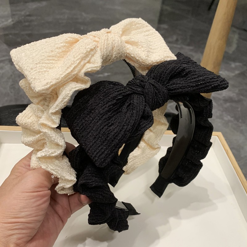 高级感褶皱蝴蝶结带齿头箍
