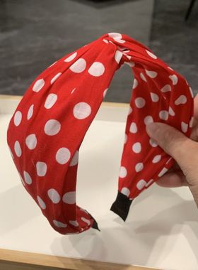 韩国春夏简约波点发箍复古宽边头箍时尚发卡中间打结发箍女头饰品