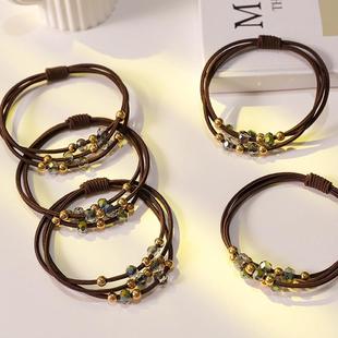 头绳女轻奢气质皮套高弹力耐用发绳成人扎头发橡皮筋简约水钻发圈