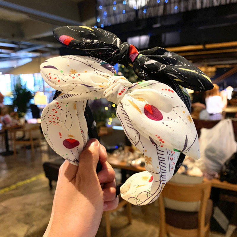 韩国清新兔耳蝴蝶结发箍女简约百搭发带超仙压发头箍甜美头饰批发