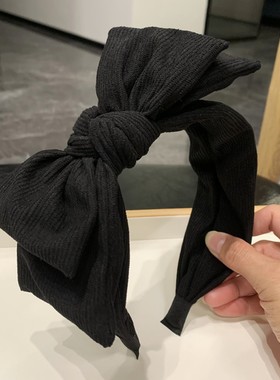 发箍秋冬新款黑色蝴蝶结头箍高级感网红洗脸发带简约百搭外出发箍