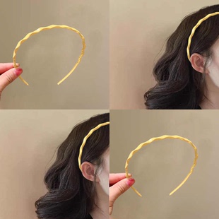 柠檬黄色！糖果色波浪细发箍！清新头箍发卡压发头饰女发箍简约
