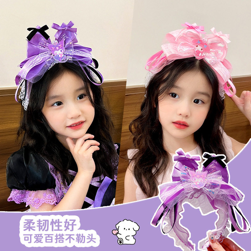 发箍儿童新款小女孩头箍不勒头蝴蝶结头饰库洛米发饰可爱发夹女童