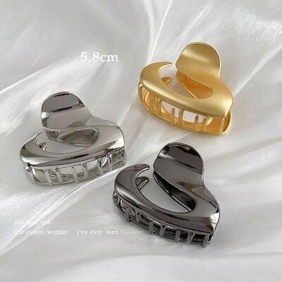 银色鲨鱼夹发抓2024新款高端发夹女小抓夹发卡后脑勺头饰头发夹子