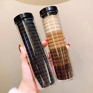 马尾丸子头高品质ins~无接缝高弹力发圈简约耐用罐装头绳固定高级