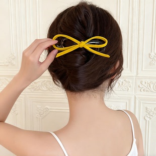 复古丝绒蝴蝶结扭扭夹发夹女秋冬高级感大号横夹后脑勺发量多抓夹