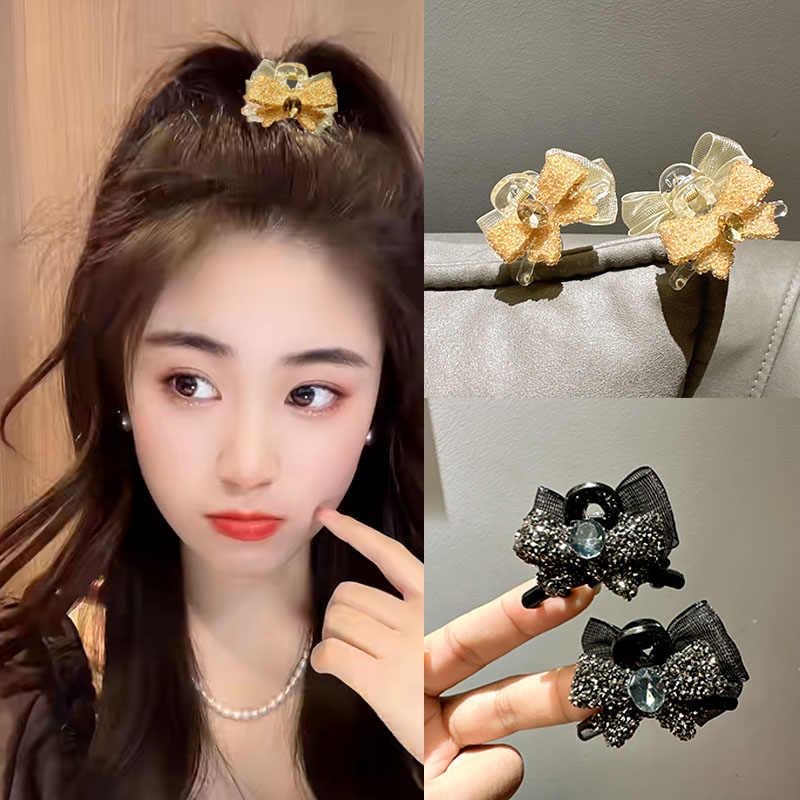 双面蝴蝶结小抓夹ab面网纱小夹子头饰发夹女气质高级感刘海夹顶夹