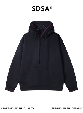 SDSA男士秋冬新款痞帅男装韩版简约拼接针织连帽卫衣百搭简约上衣