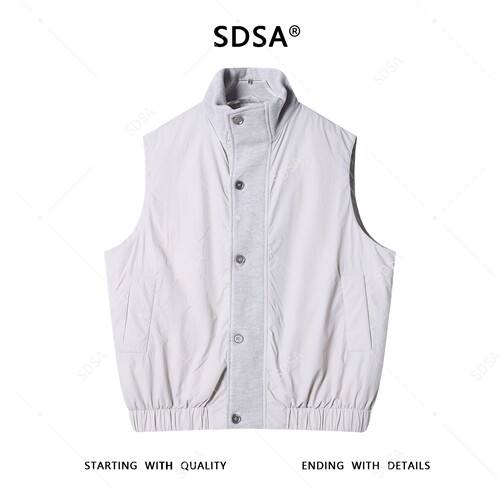 SDSA男士秋冬新款痞帅男装极简风拼接立领羽绒马甲轻奢百搭外套