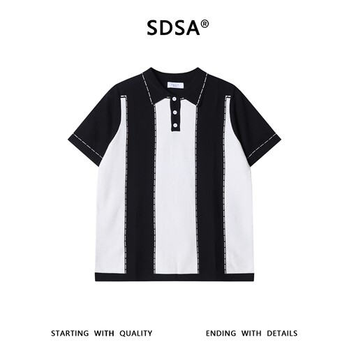 SDSA男装2026新款高贵轻奢老钱风简约拼色polo衫短袖众设计感百搭
