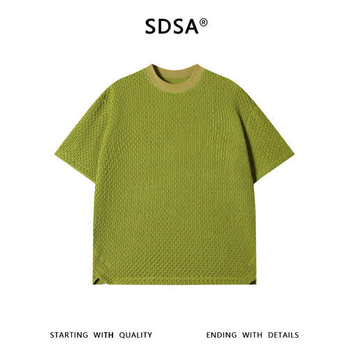 SDSA男装2026新款高贵轻奢日系复古纯色肌理圆领短袖T恤百搭上衣