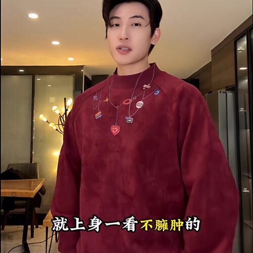 SDSA男士秋冬新款痞帅男装简约植绒领口印花设计圆领卫衣百搭时尚