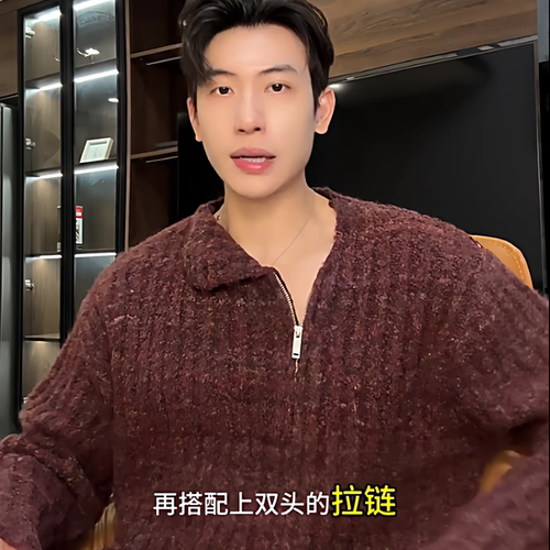 SDSA秋冬新款痞帅男装潮牌不规则斜拉链针织衫百搭开衫毛衣72556
