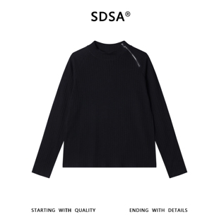 SDSA男装2026新款高贵轻奢简约百搭领口斜拉链设计圆领卫衣百搭
