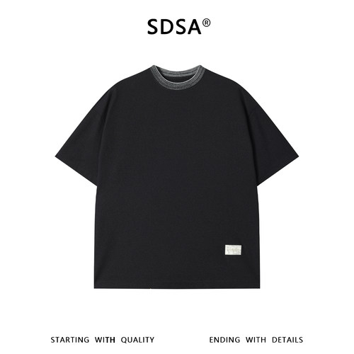 SDSA男装2026新款高贵轻奢美式潮牌撞色领口设计短袖T恤百搭上衣